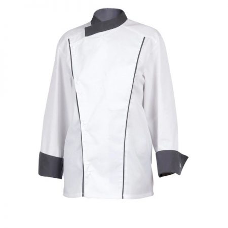 Veste Cuisinier Polyester/coton Manches Longues Parements Noisette
